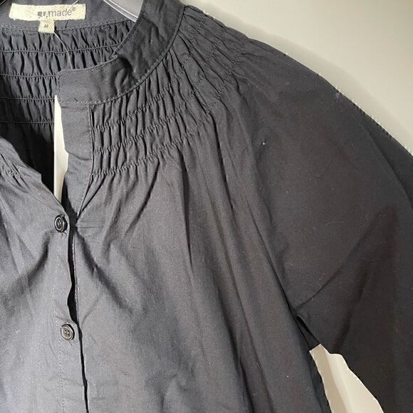 La Made black button down blouse top tunic size medium NWOT - Picture 5 of 7